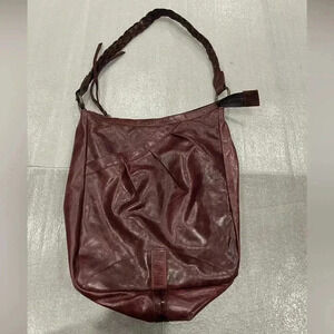 VTG LATICO USA Cherry Red  Distressed Leather Shoulder Hobo Tote Handbag